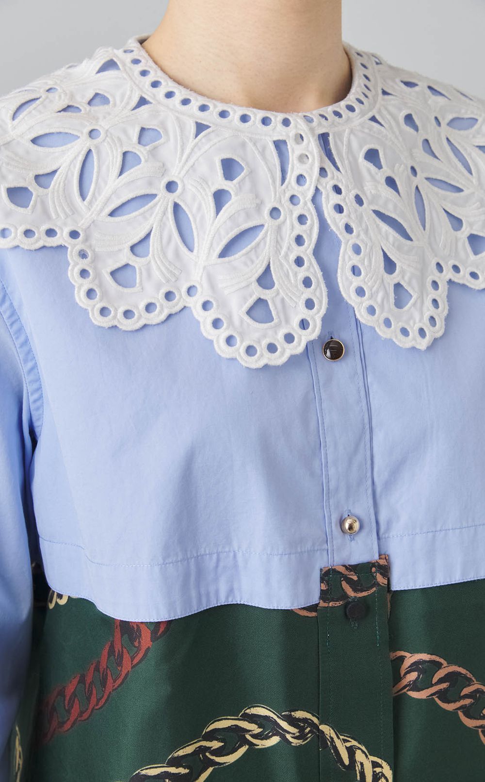 【roop】レース衿ドッキングシャツ