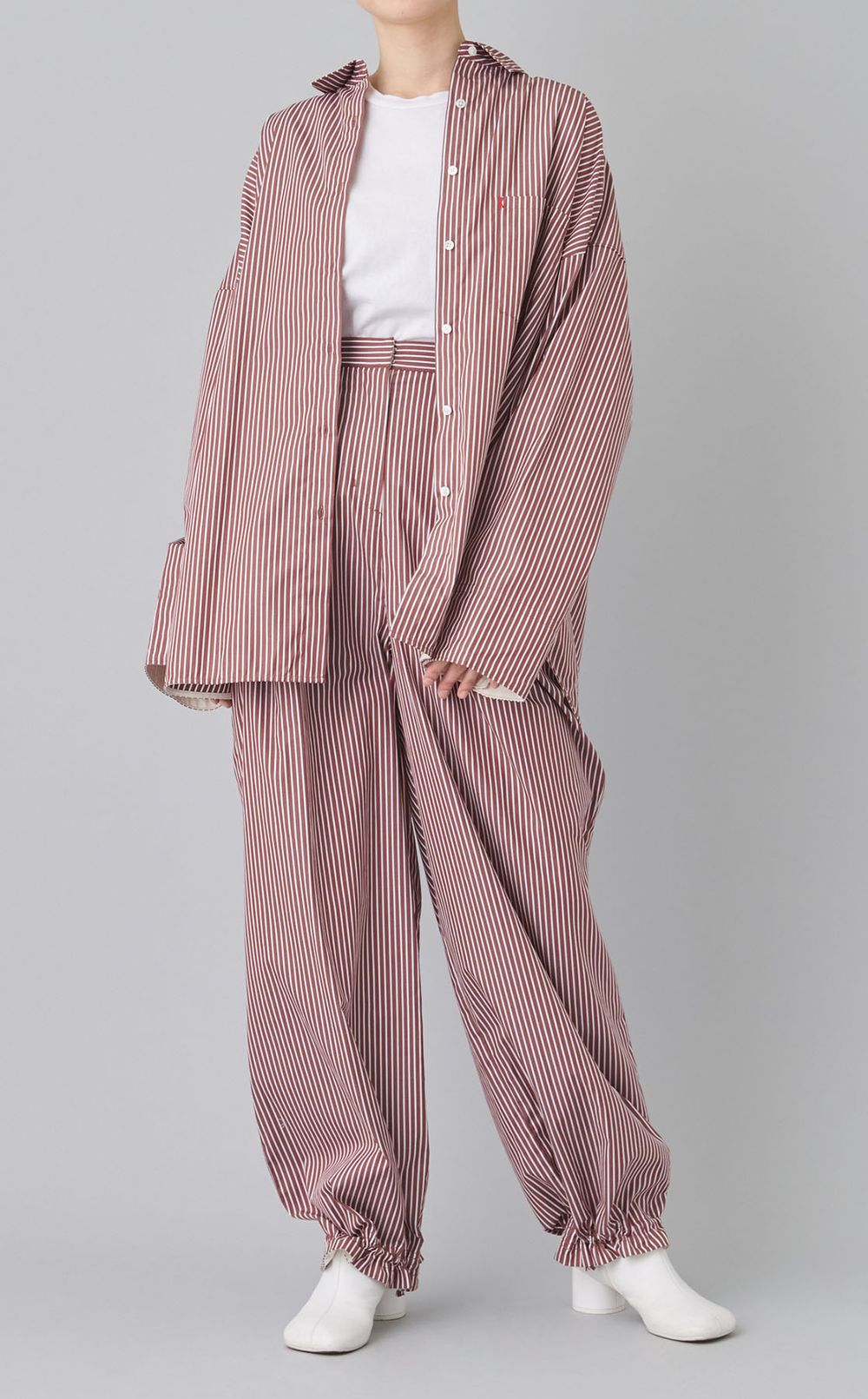 オーバーサイズストライプシャツ