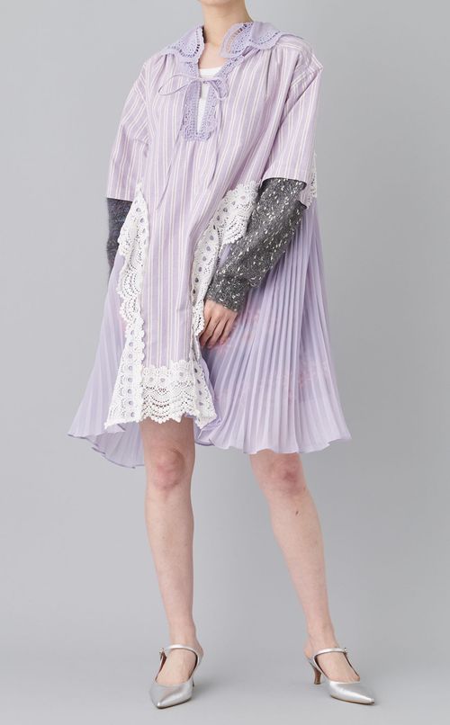 【roop】2WAY シャツレースミニワンピース