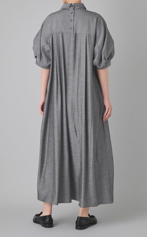 ギャザーフレアシャツワンピース