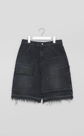 パッチワークデニムショートパンツ