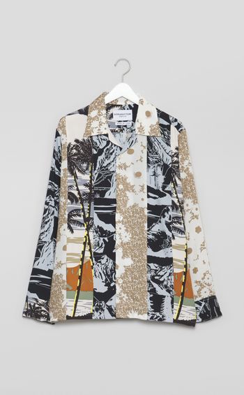 パッチワークオープンカラーシャツ