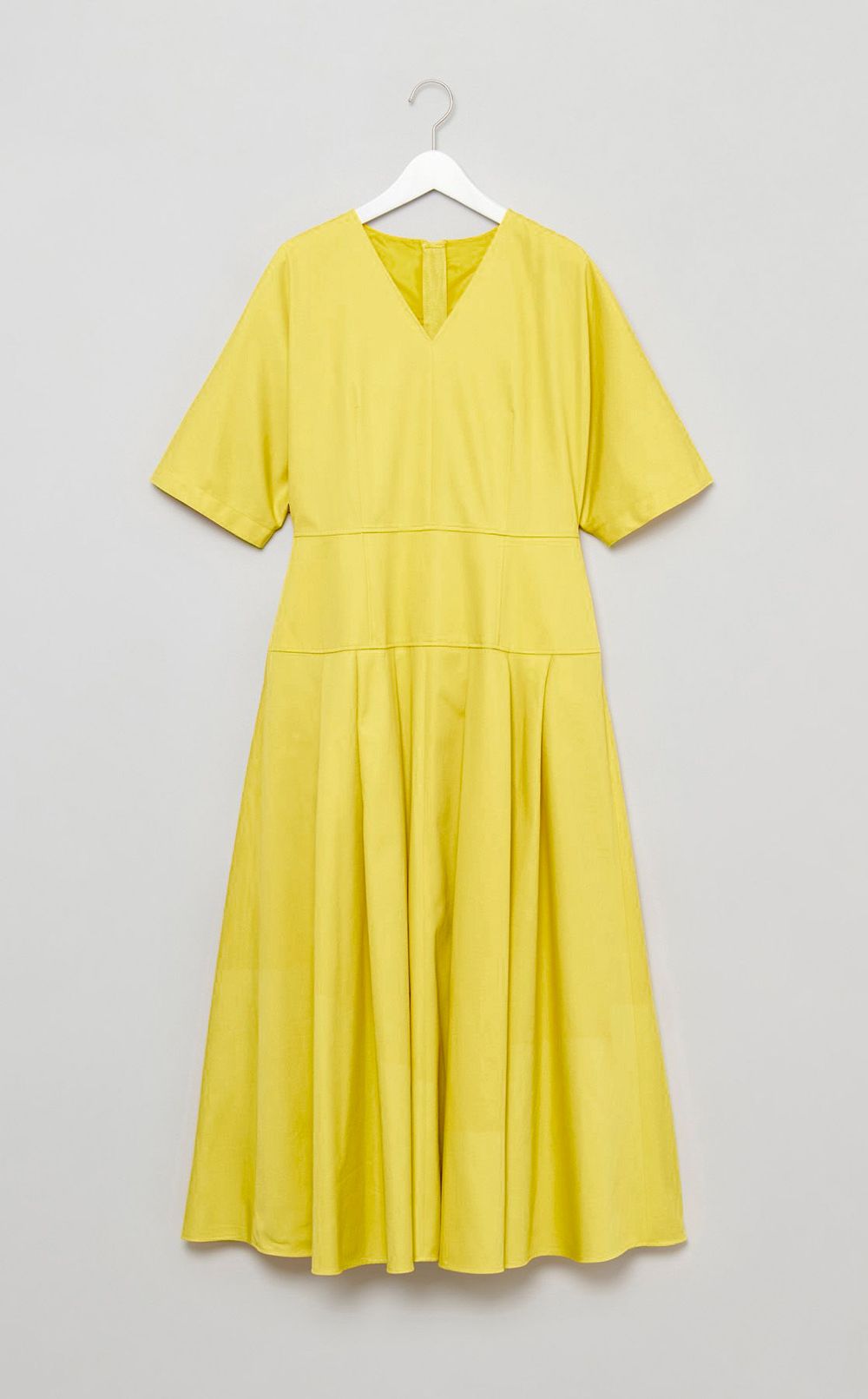 コットンツイルVネックワンピース