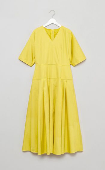 コットンツイルVネックワンピース