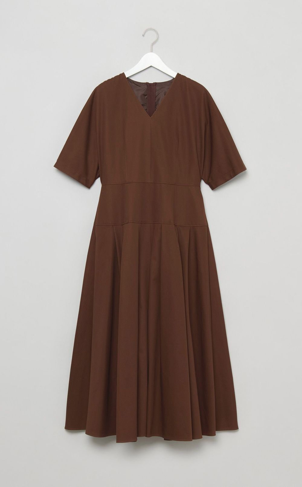 コットンツイルVネックワンピース