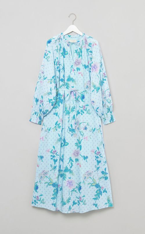 ドットドビーフラワーギャザーワンピース