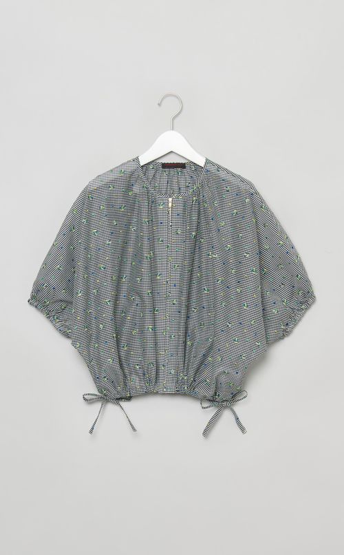 ギンガムバルーンジップブルゾン