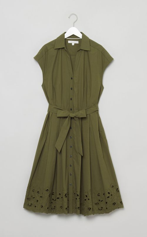 コットンベルテッドプリーツワンピース