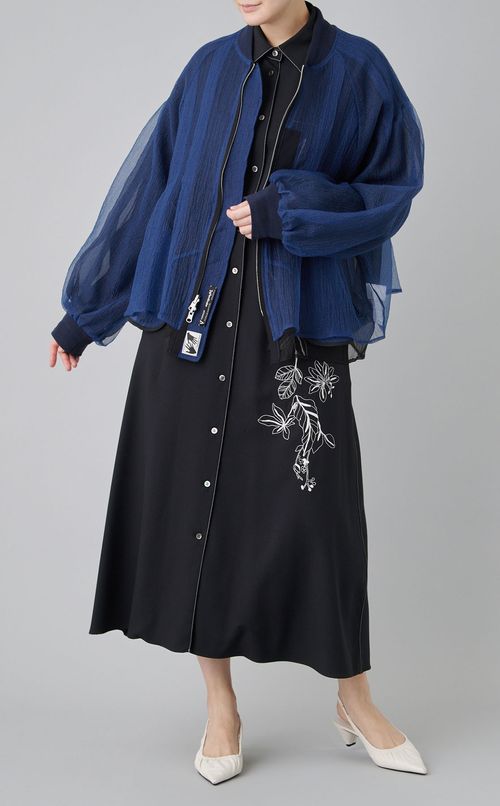フラワー刺繍シャツワンピース