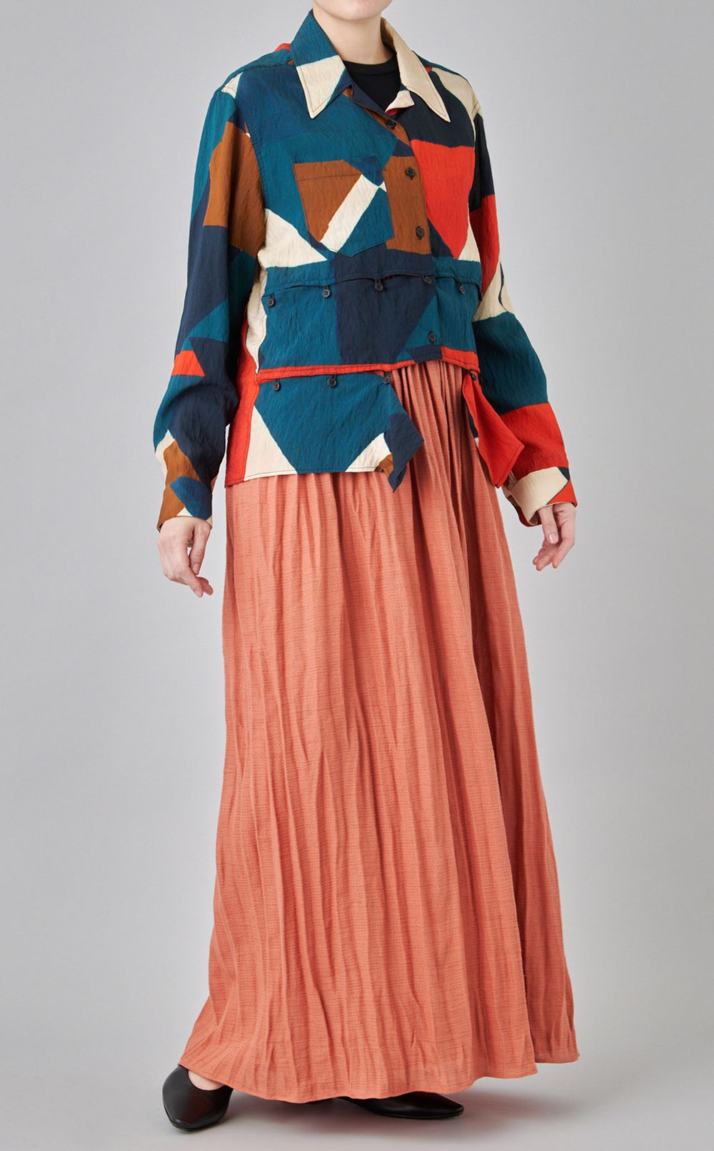 ジオメトリックレイヤーシャツ