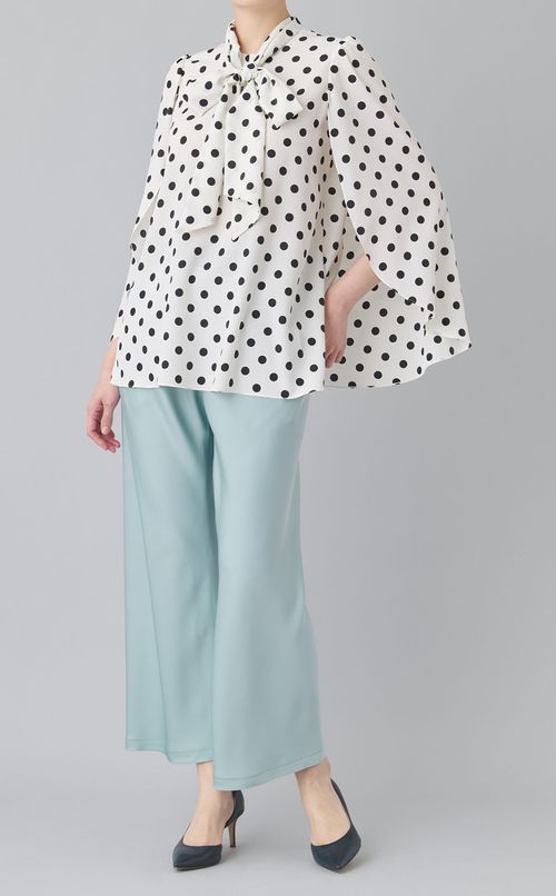 ドットプリントボウタイブラウス