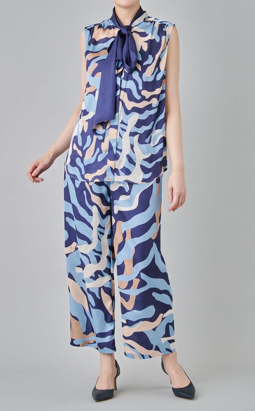 マルチカラーボウタイブラウス