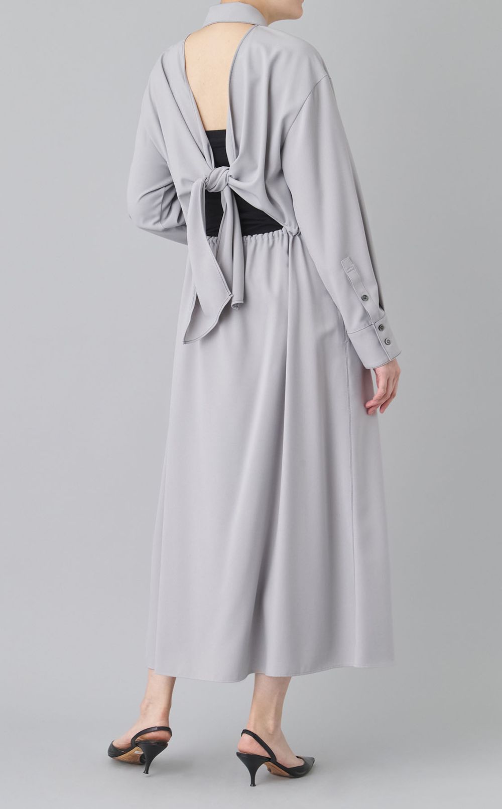 フラワー刺繍シャツワンピース