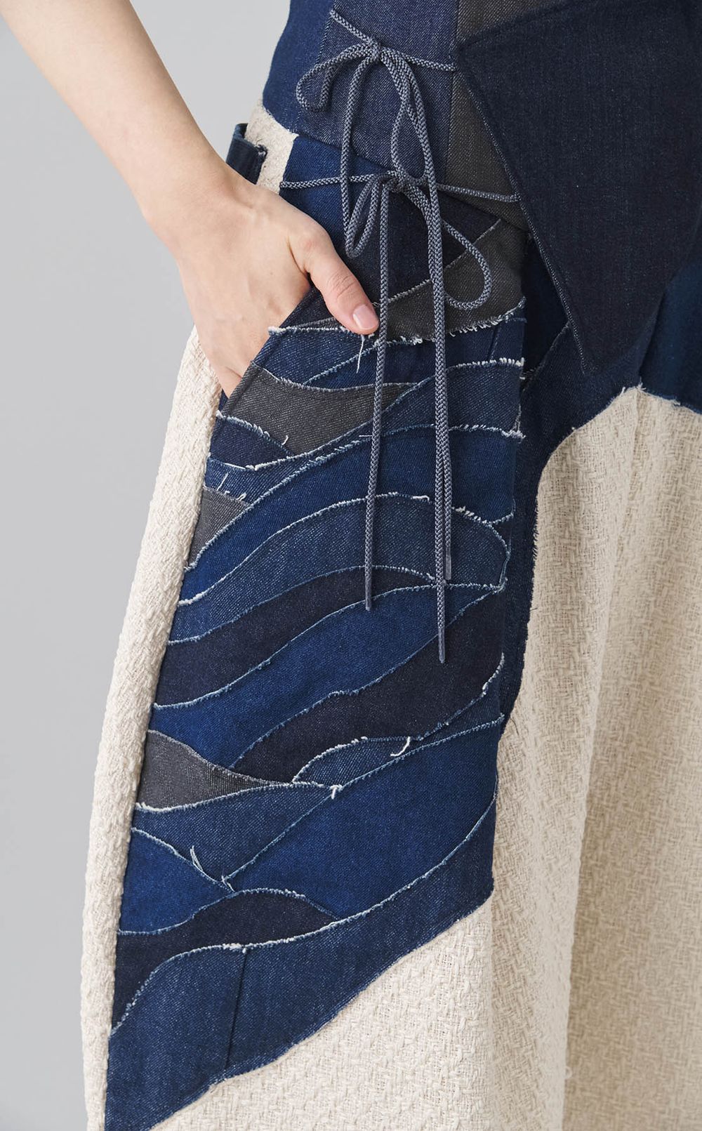 【roop】デニムレース袴パンツ