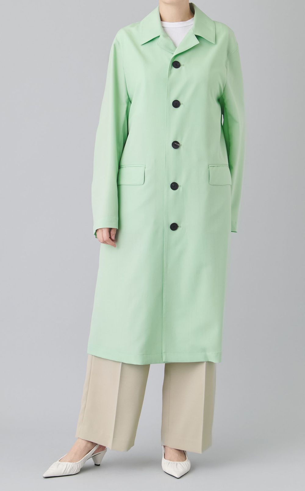 オープンカラーロングコート