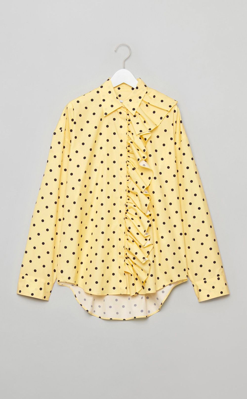 2wayフリルフロントドットシャツ