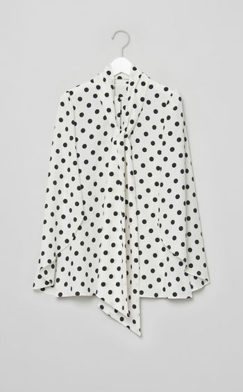 ドットプリントボウタイブラウス