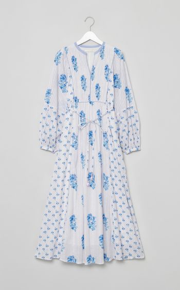 フラワープリントシャーリングドレス