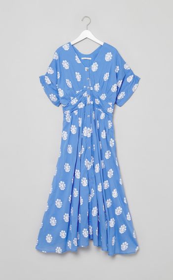 セダムフォイルプリントギャザードレス