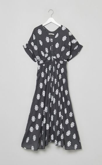 セダムフォイルプリントギャザードレス