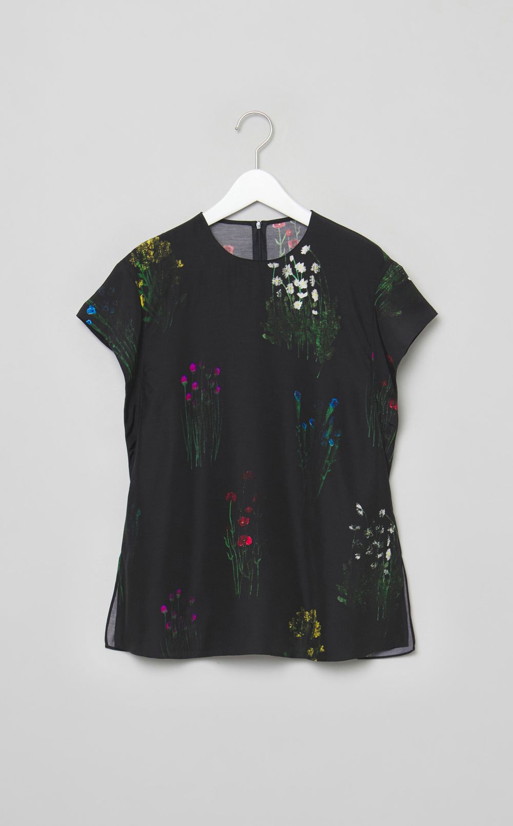 フラワープリントクルーネックブラウス