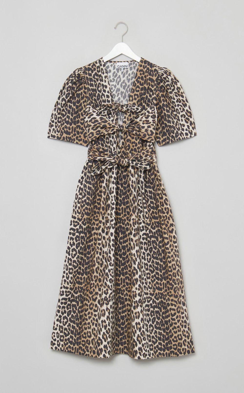 レオパードプリントリボンワンピース
