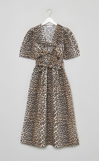 レオパードプリントリボンワンピース