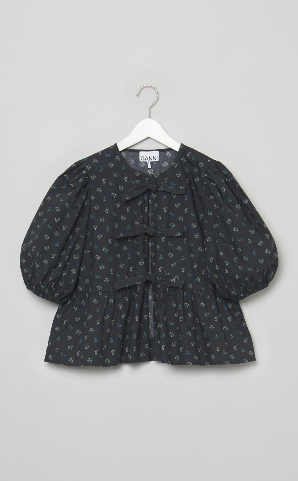 フラワープリントペプラムブラウス