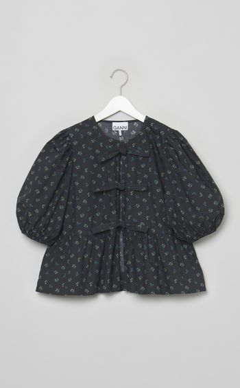 フラワープリントペプラムブラウス