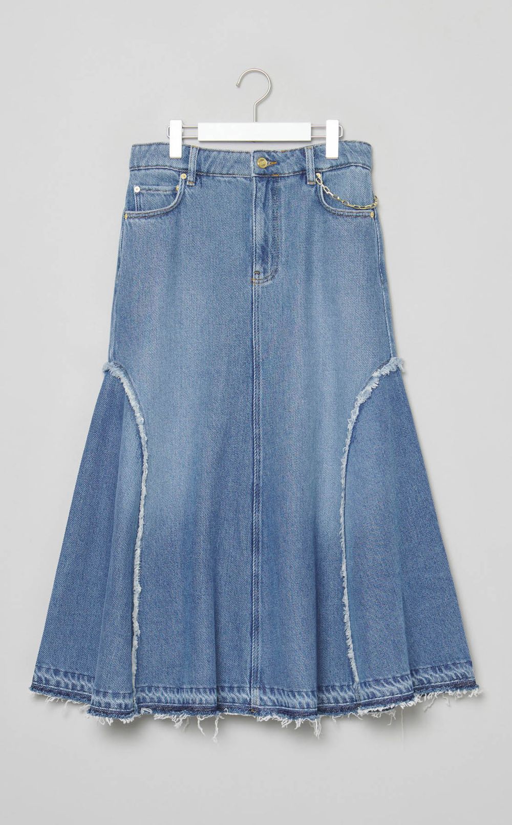 チェーン付デニムミディスカート