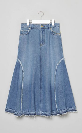 チェーン付デニムミディスカート