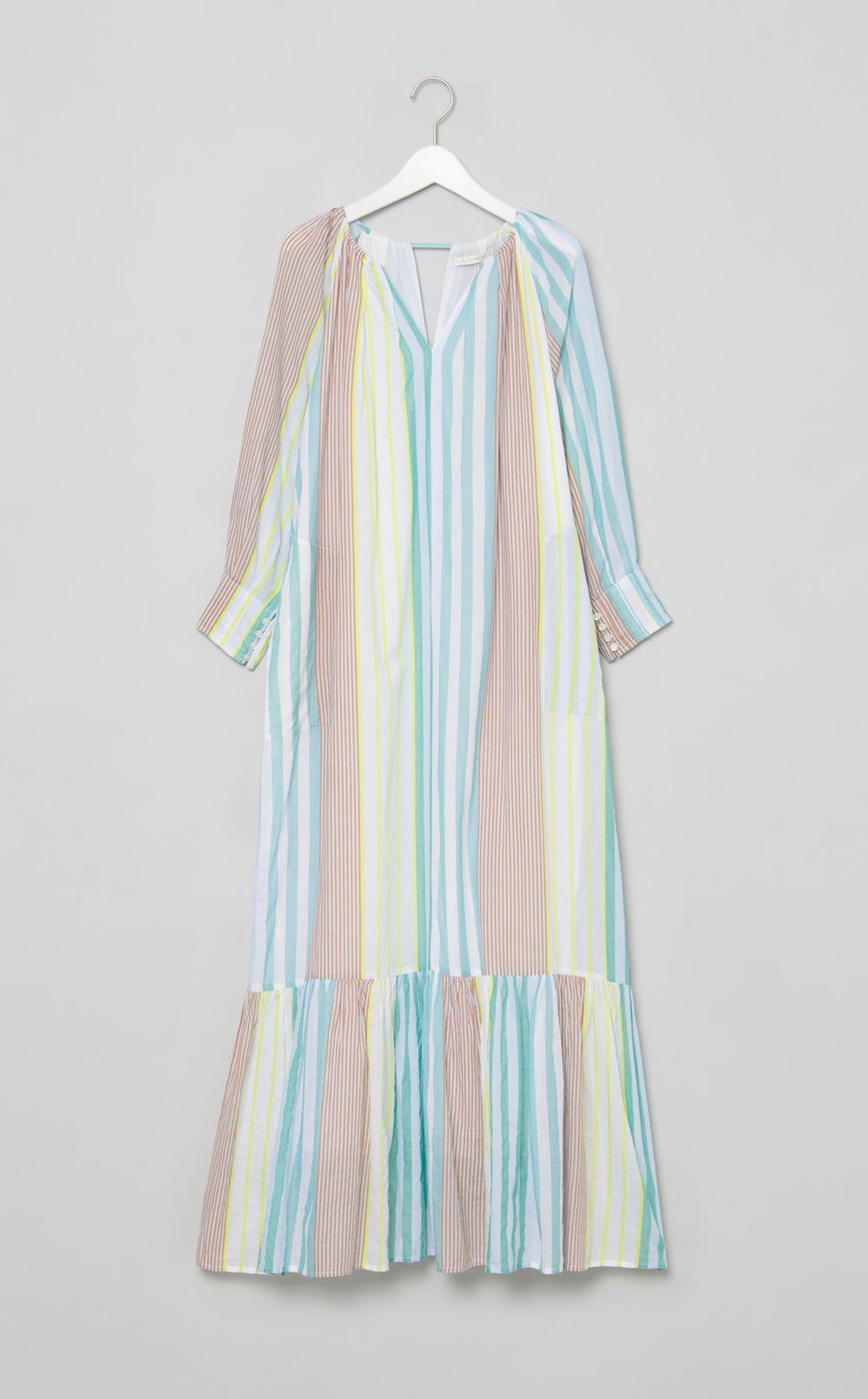 ストライプギャザーネックワンピース