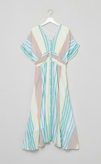 ストライプウェストギャザーワンピース