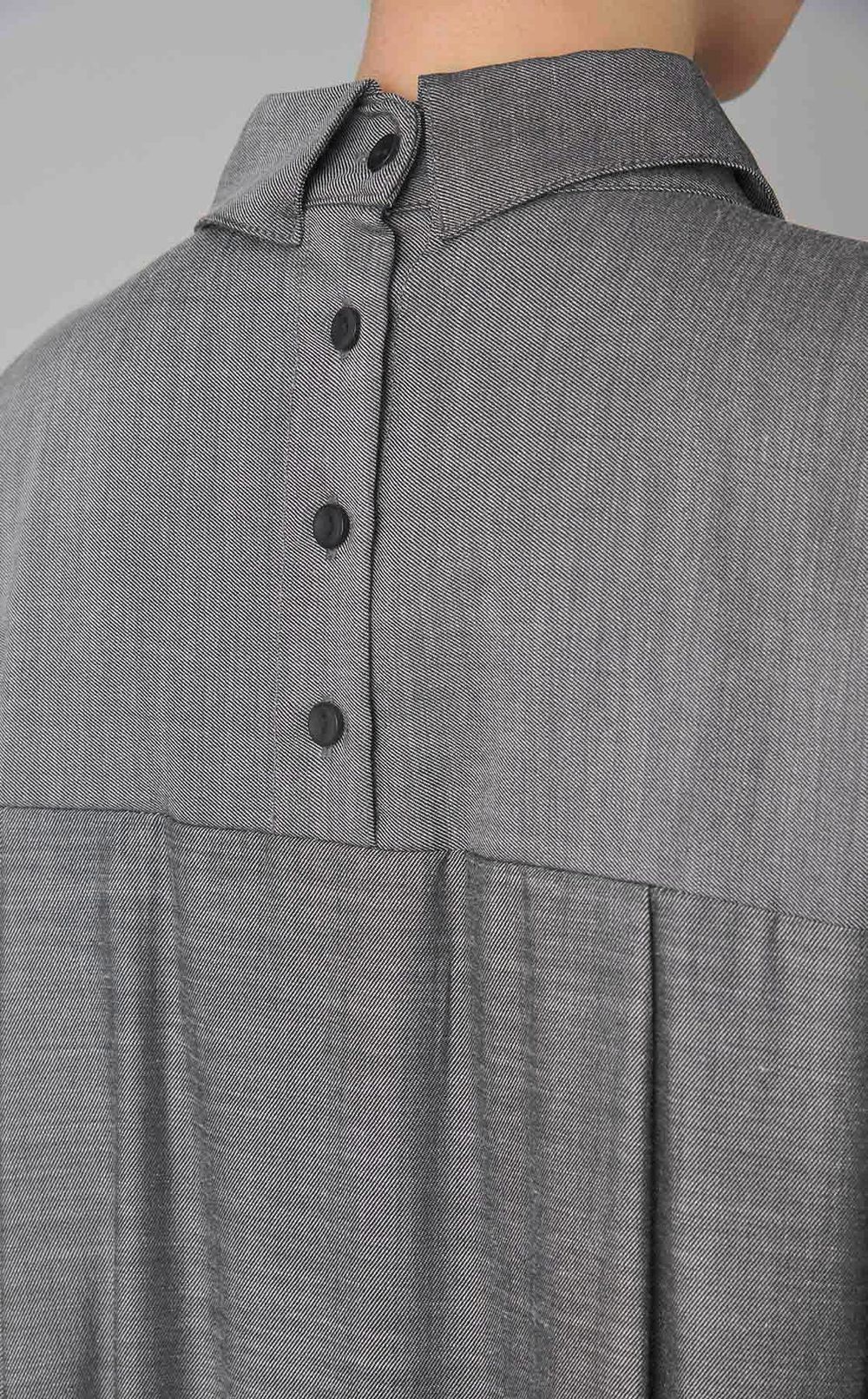 ギャザーフレアシャツワンピース