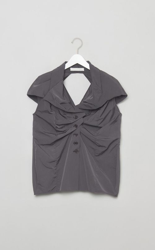 ナイロンギャザースリーブレスブルゾン