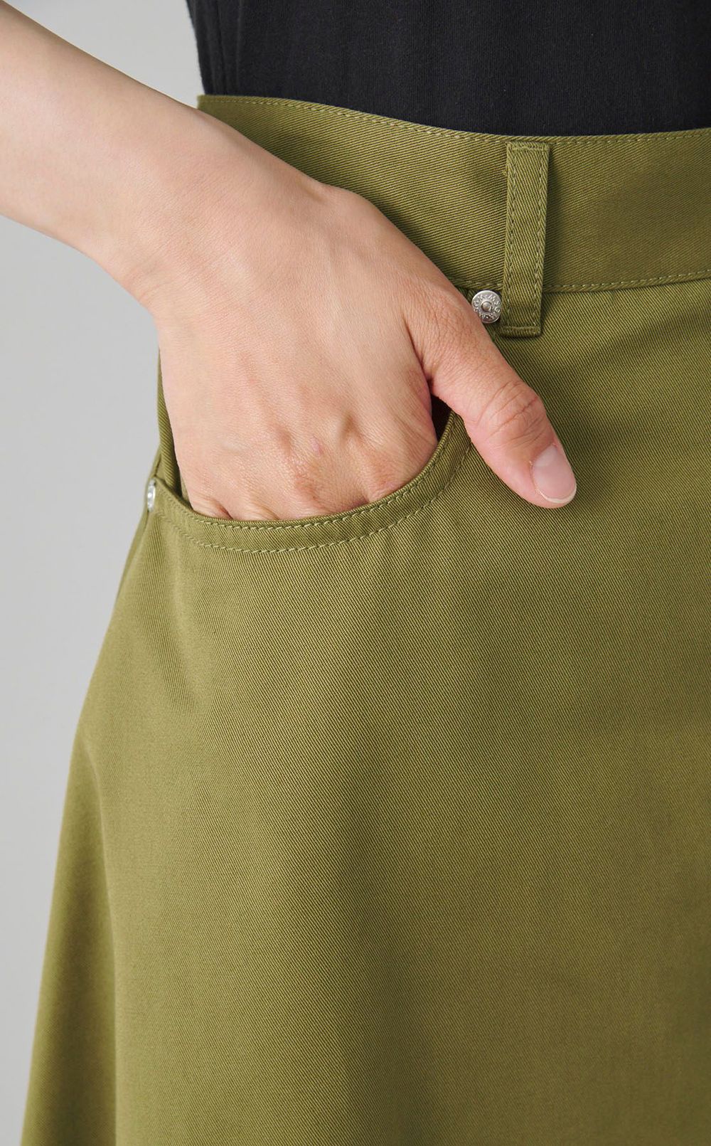 コットンフロントボタンギャザースカート