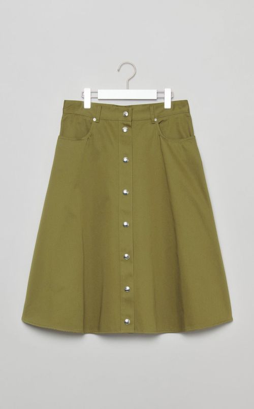 コットンフロントボタンギャザースカート
