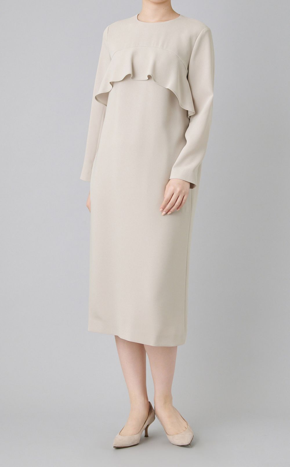 ソフトダブルクロスフリルワンピース