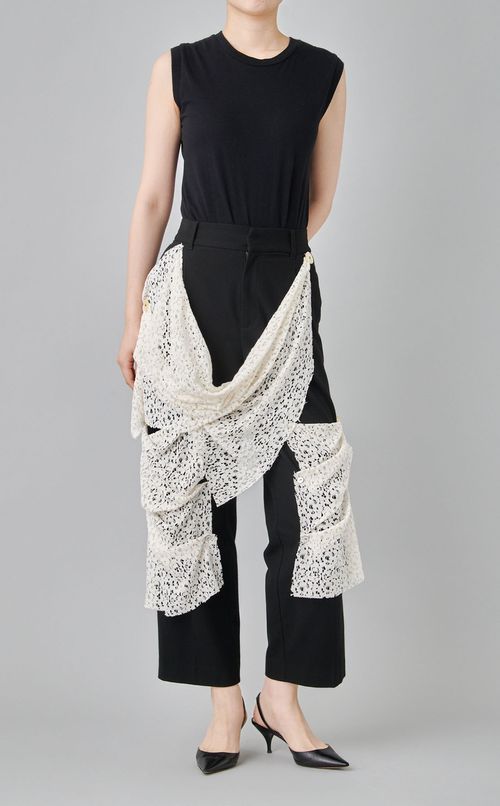 【roop】ニュアンスレースボタンパンツ