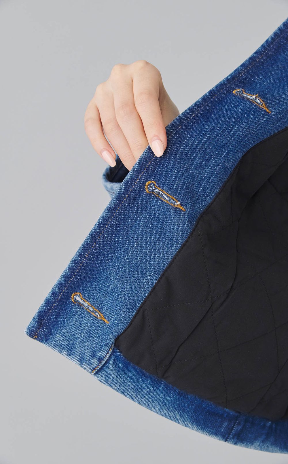 デニムノーカラー4ポケットジャケット