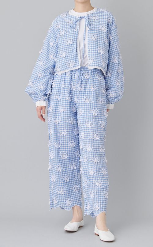 エンブロイダリーギンガムブラウス