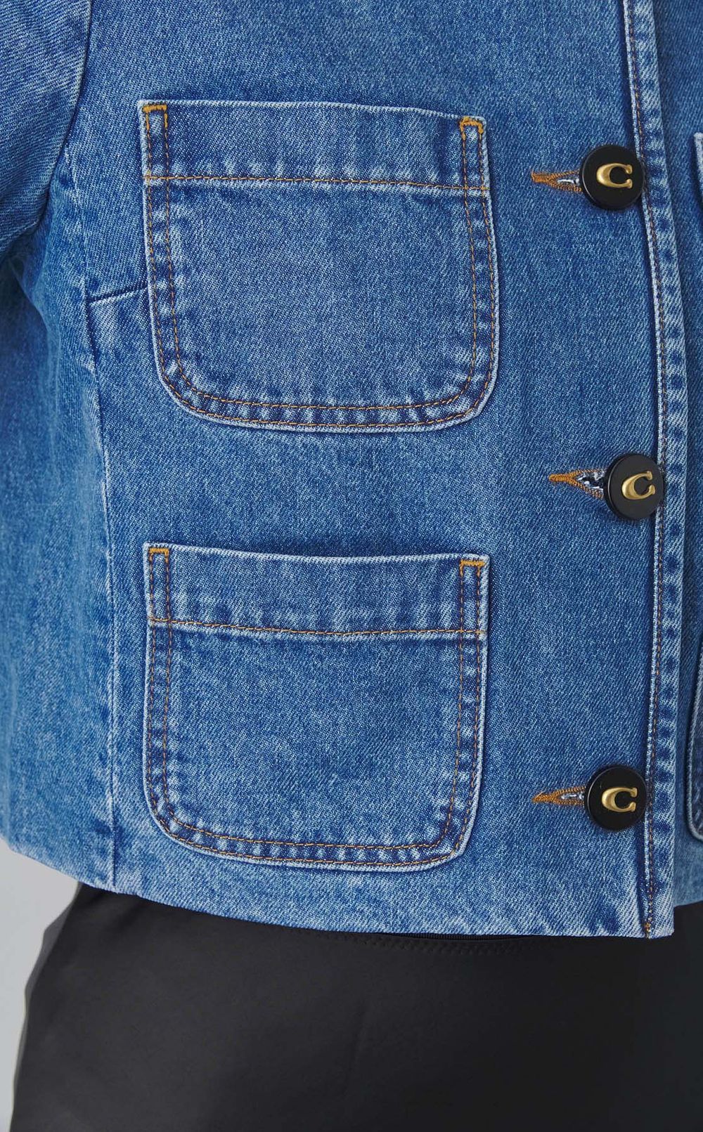 デニムノーカラー4ポケットジャケット