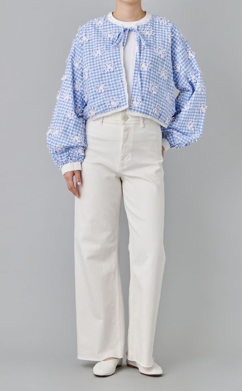 エンブロイダリーギンガムブラウス