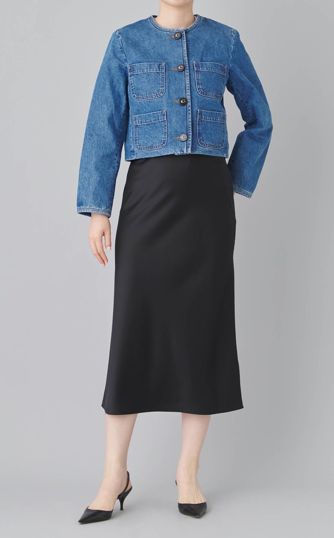 COACH｜デニムノーカラー4ポケットジャケット