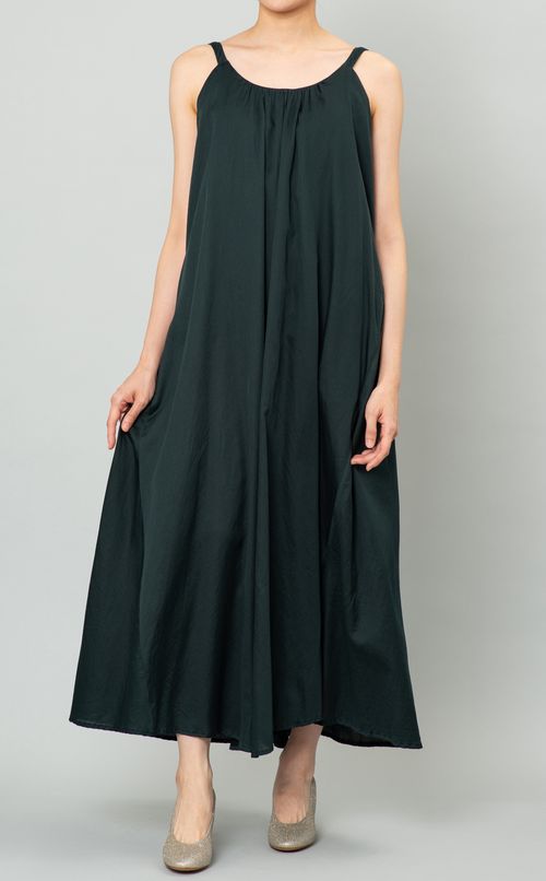 コットンギャザーロングワンピース
