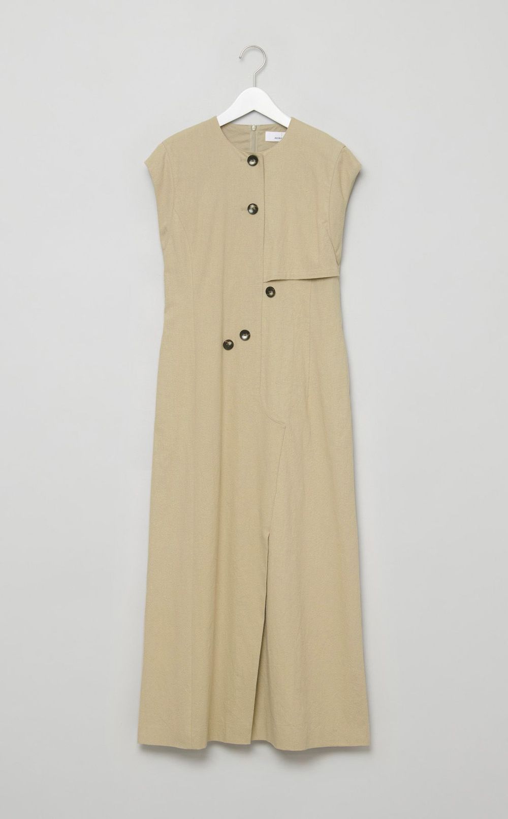 コットンリネンフロントボタンワンピース