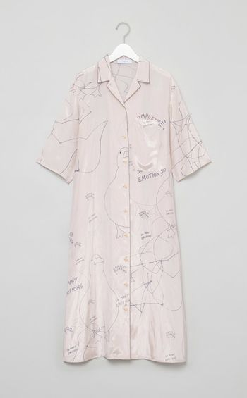 ダックプリントシャツドレス