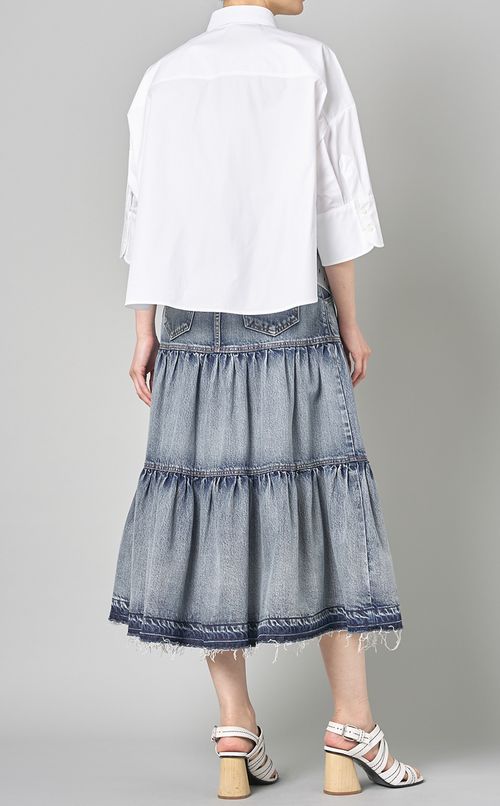 コットンポプリンレース半袖シャツ