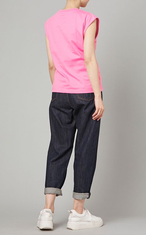 チュール付ノースリーブジャージトップス