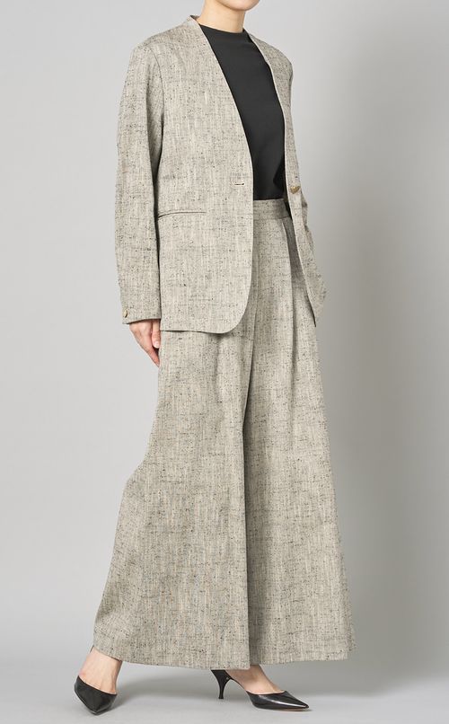 ネップツイードノーカラージャケット